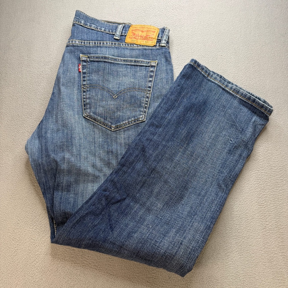 Levis 559 Relaxed Straight Jeans Men 38x32 (FIT 39x31) Blue Faded Denim Workwear